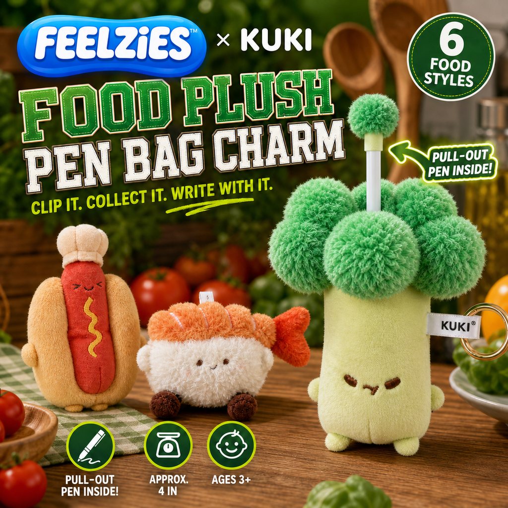 FEELZiES™ × KUKI Food Plush Bag Charm with Hidden Pen