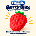 Feelzies Berry Bliss jumbo strawberry scented squishy — soft squeeze, slow-to-medium rebound, ages 6+
