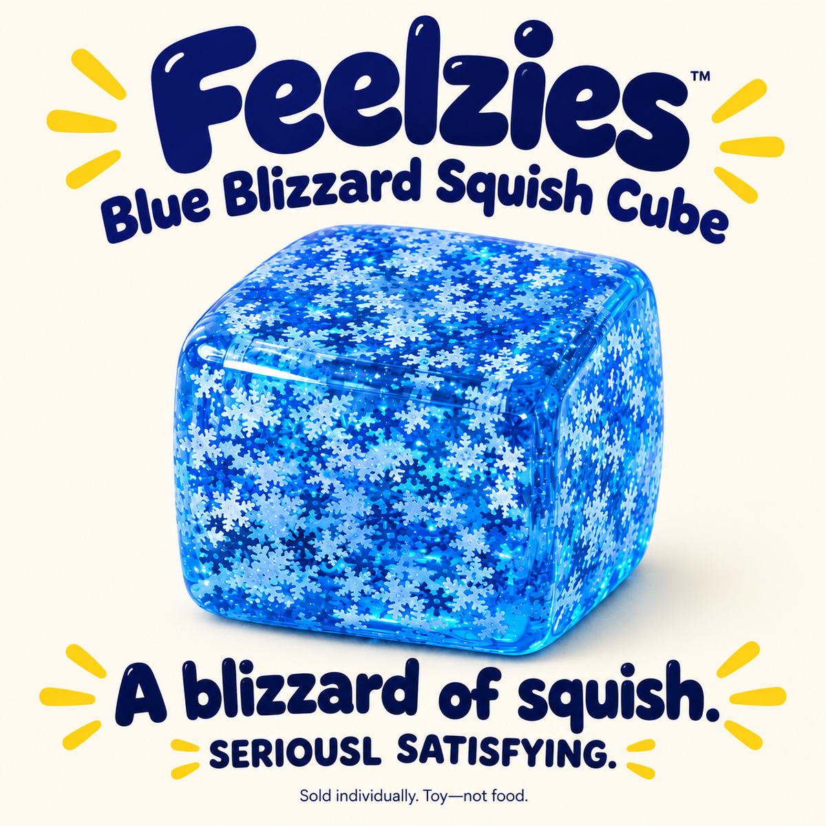 Feelzies Blue Blizzard Squish Cube studio hero