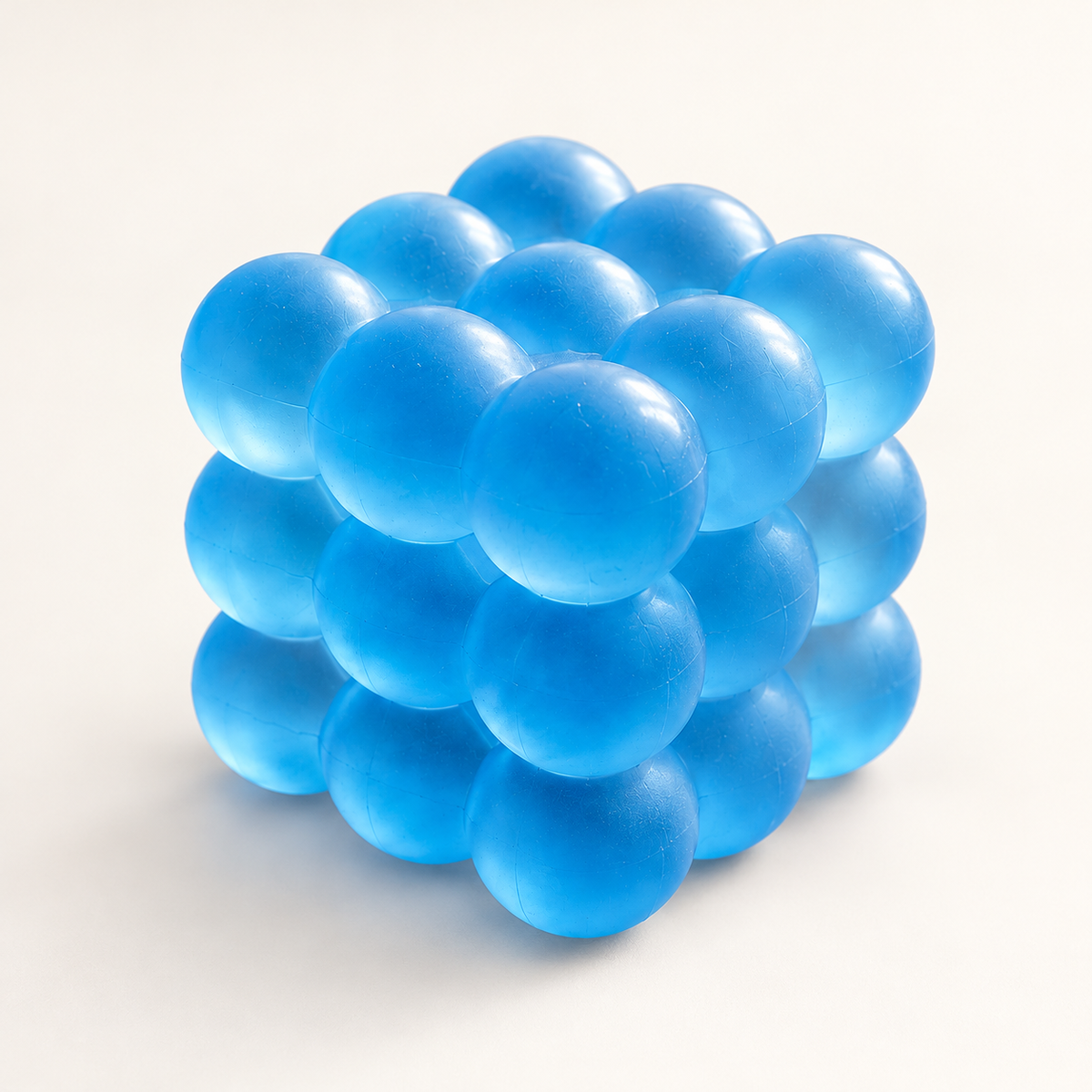 blue Bubble Cube squishy — clean studio view