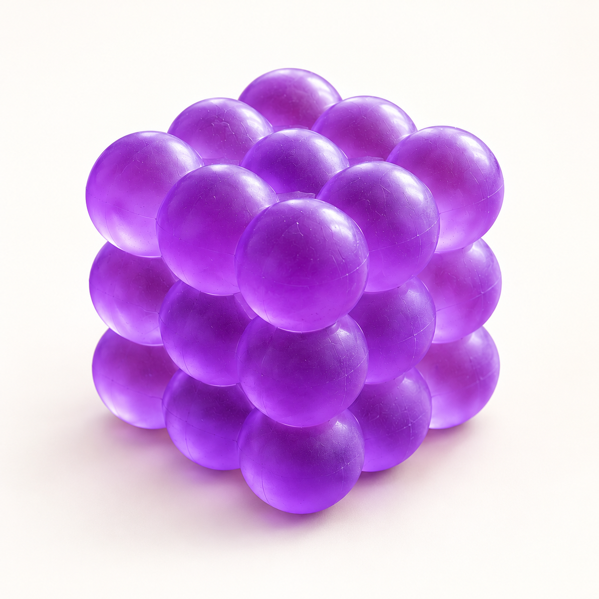 purple Bubble Cube squishy — clean studio view