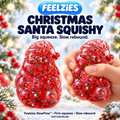 Feelzies Christmas Santa Squishy — original blue and white logo, firm squeeze and slow rebound
