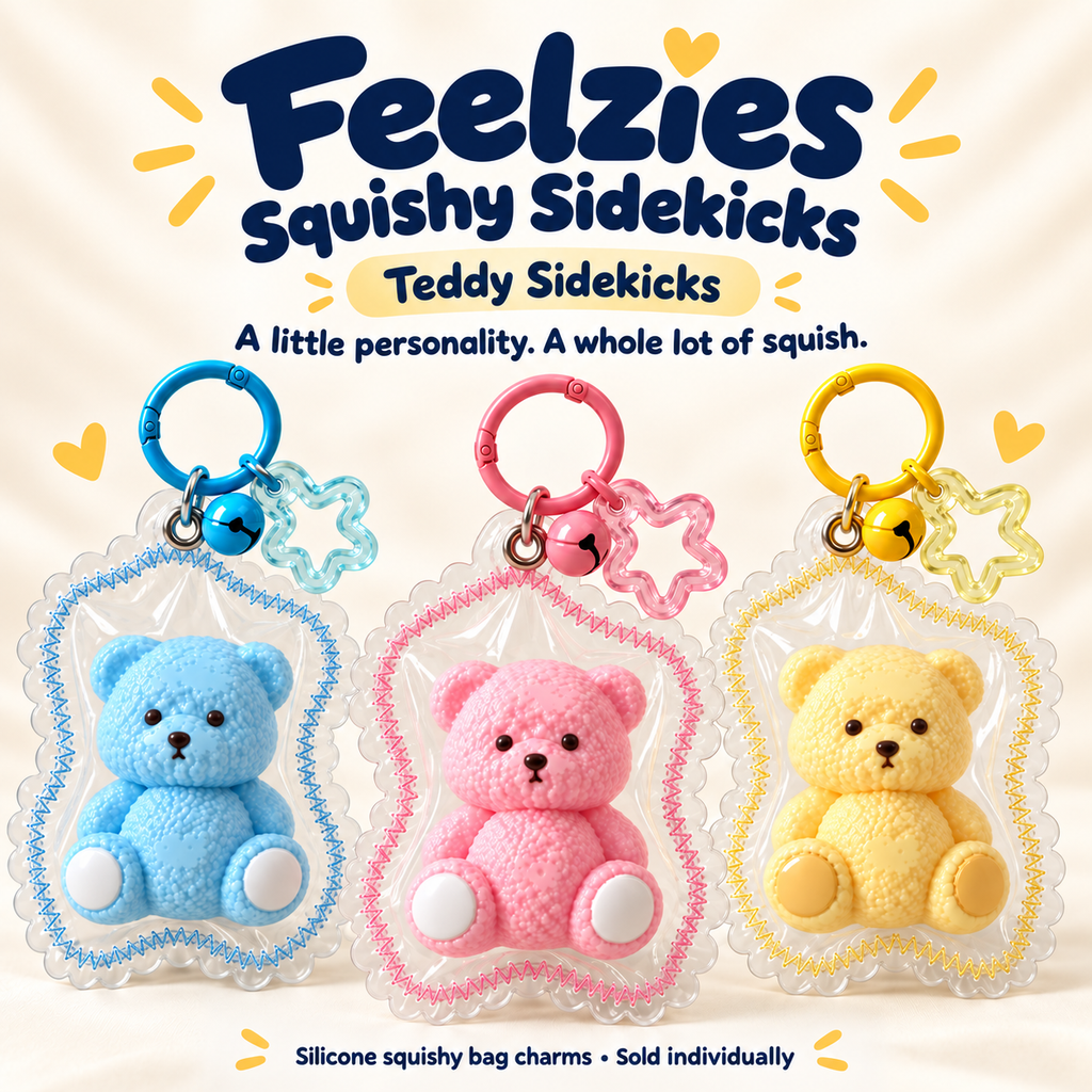 Feelzies Squishy Sidekicks — Teddy Bag Charms